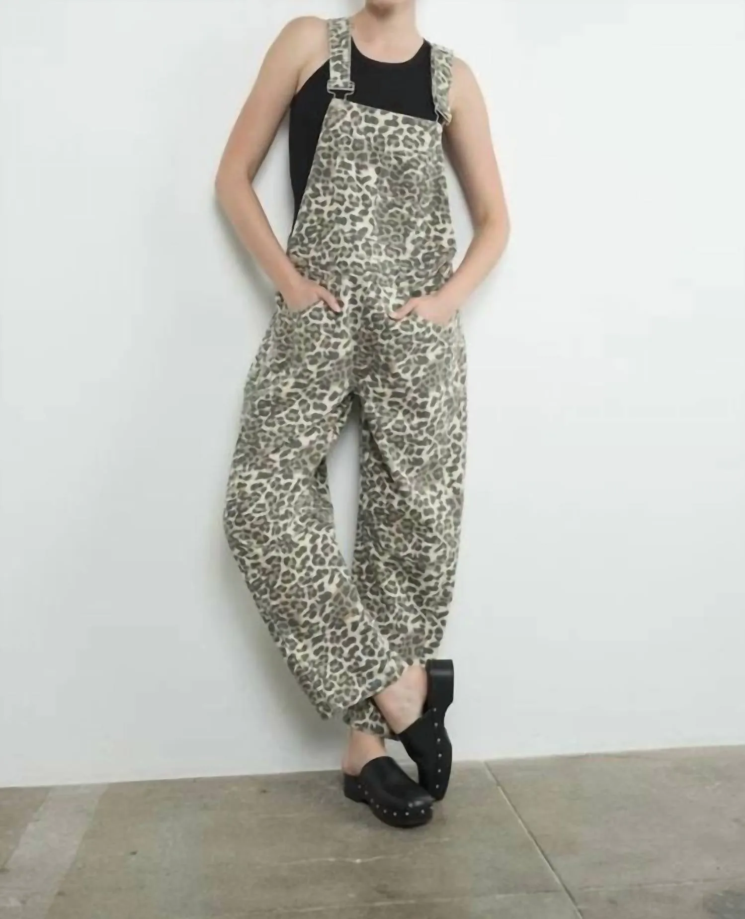 Aaron & Amber - Leopard Print Slouchy Overalls