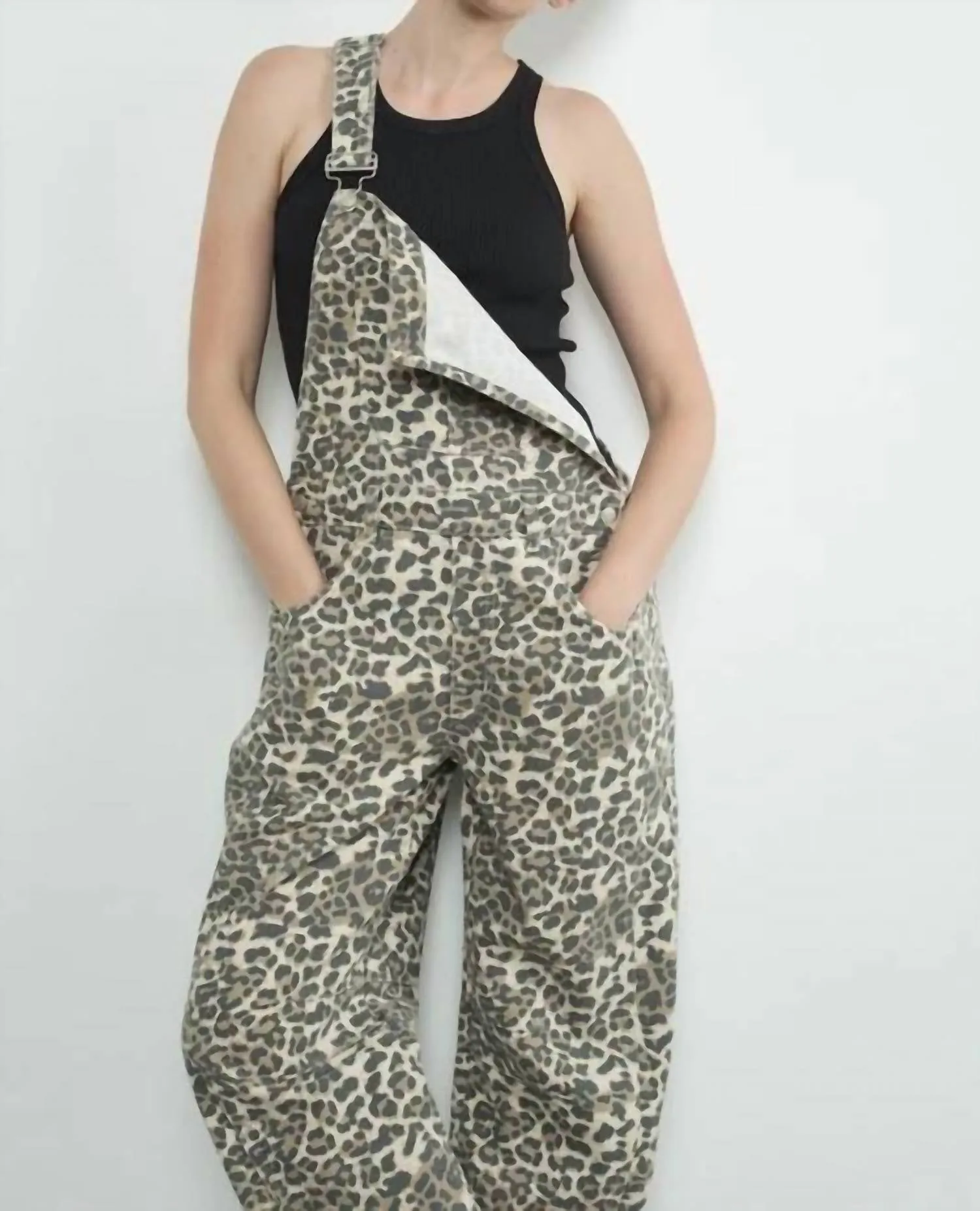 Aaron & Amber - Leopard Print Slouchy Overalls