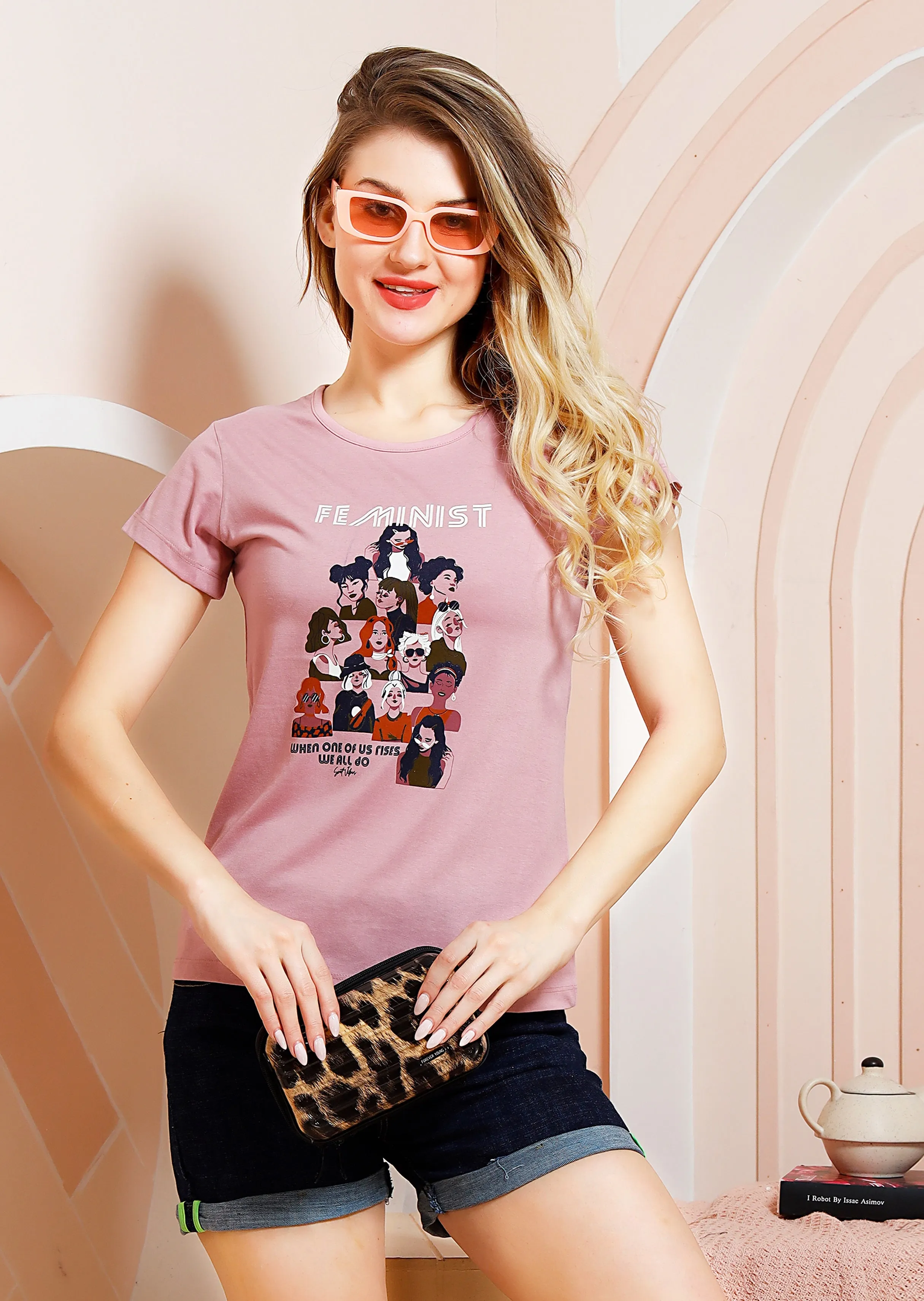 Aela Top: Round Neck Breathable Graphic Tops