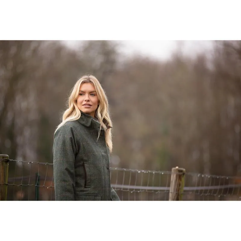 Alan Paine Combrook Ladies Tweed Waterproof Shooting Coat - Spruce