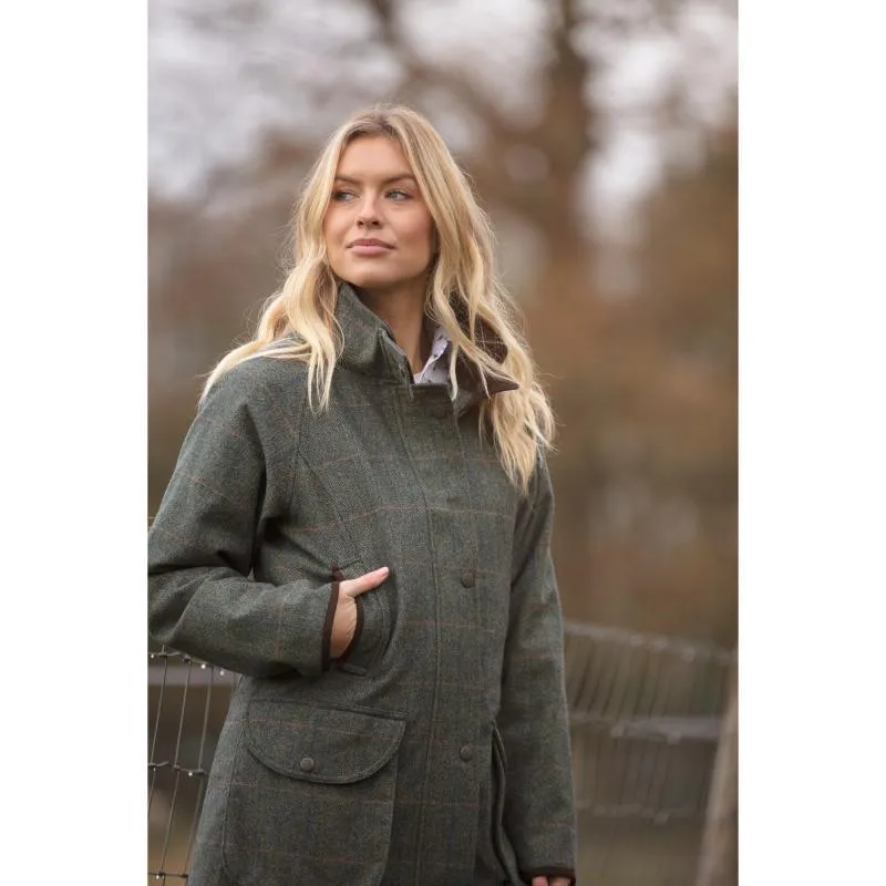 Alan Paine Combrook Ladies Tweed Waterproof Shooting Coat - Spruce