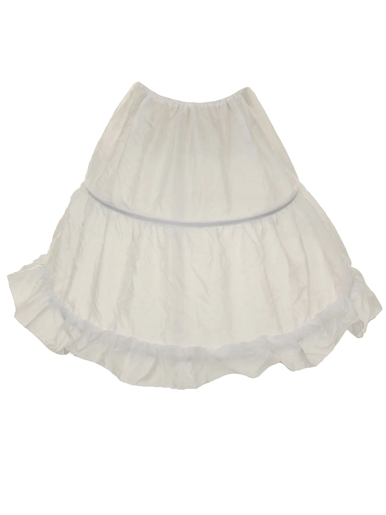 Big Girls White 2 Hoop Tea Length Petticoat Slip Fits Dress Sizes 3-14