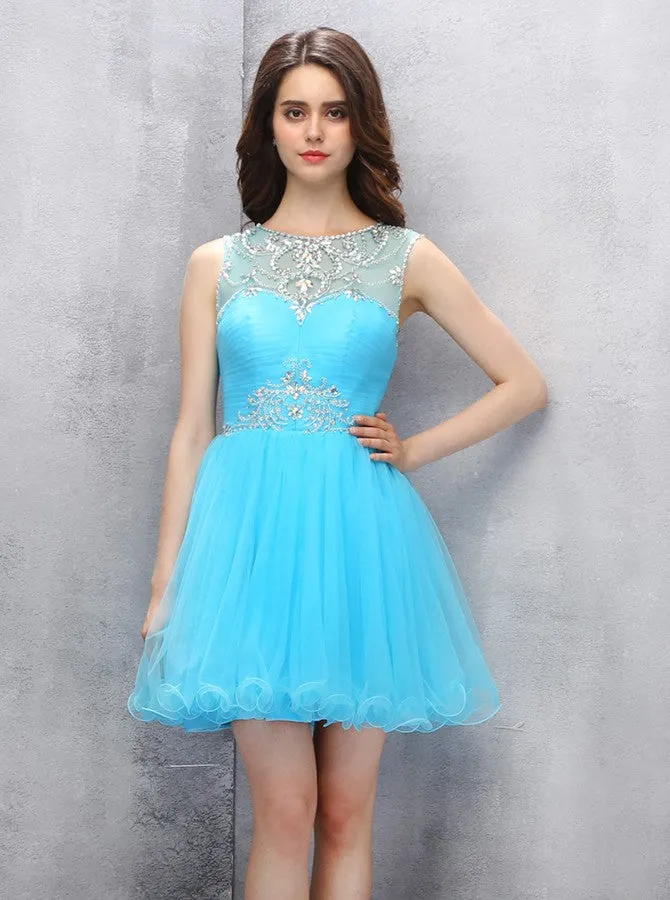 Blue Sweet 16 Dresses,Homecoming Dress for Teens,Tulle Sweet 16 Dress,SW00024