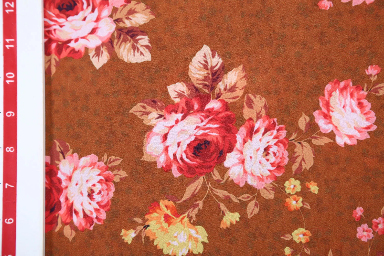 Brown Printed Georgette Fabric