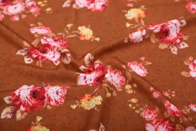 Brown Printed Georgette Fabric