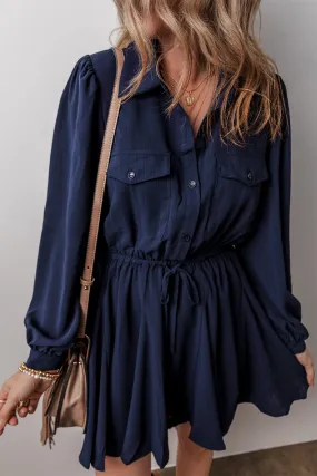 Chest Pockets Tunic Shirt Mini Dress