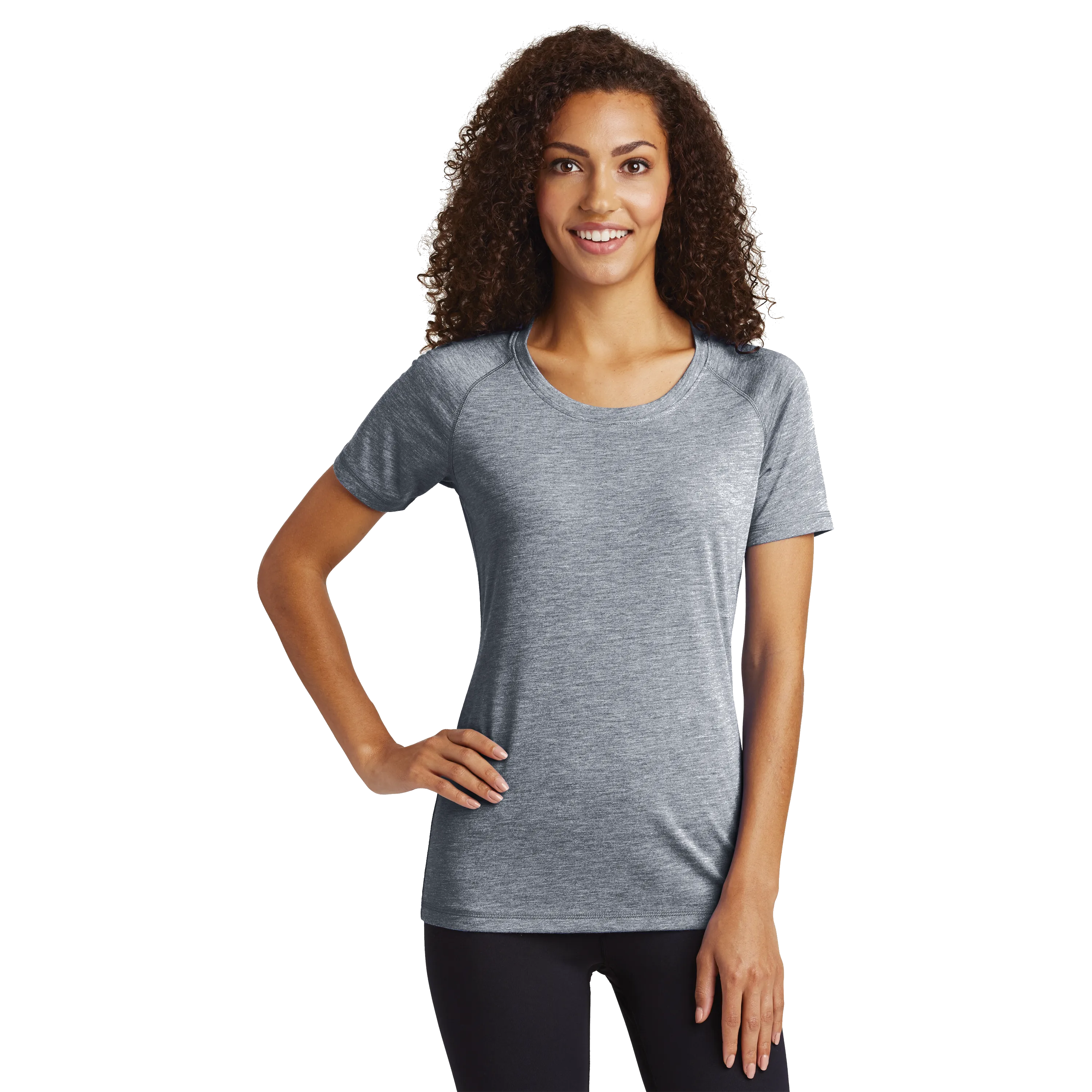 D1857W Ladies Tri-Blend Wicking Scoop Neck Raglan Tee
