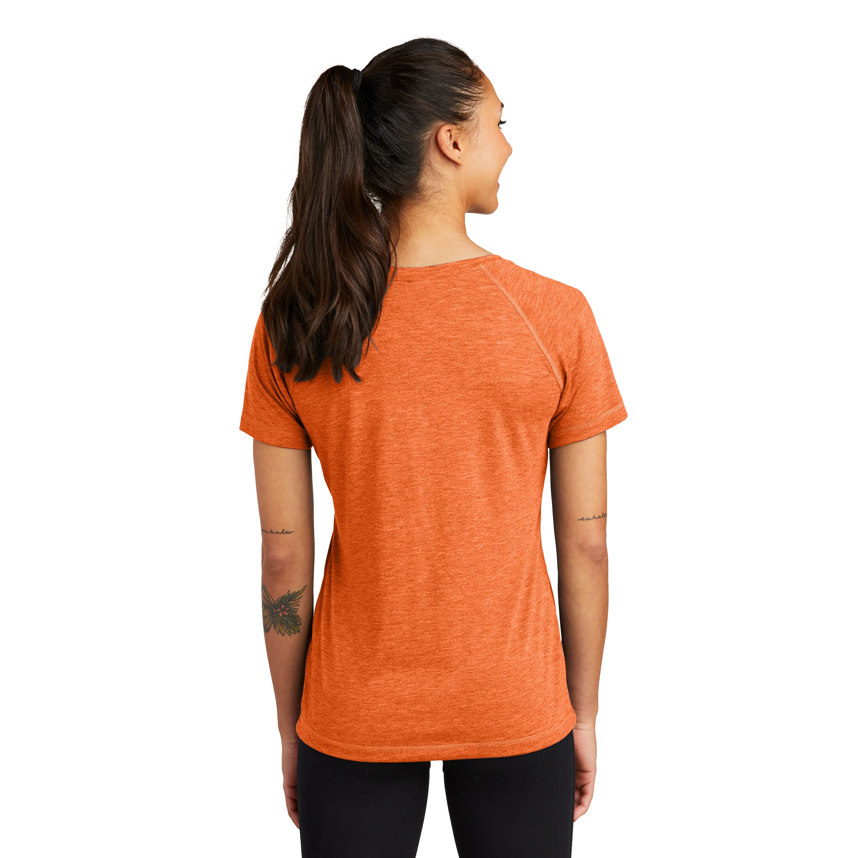 D1857W Ladies Tri-Blend Wicking Scoop Neck Raglan Tee