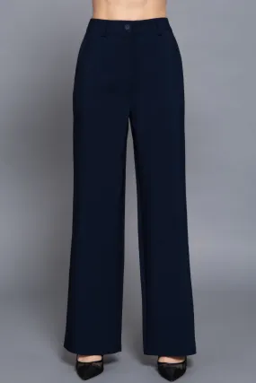 Elastic Back Straight-Leg Woven Pants