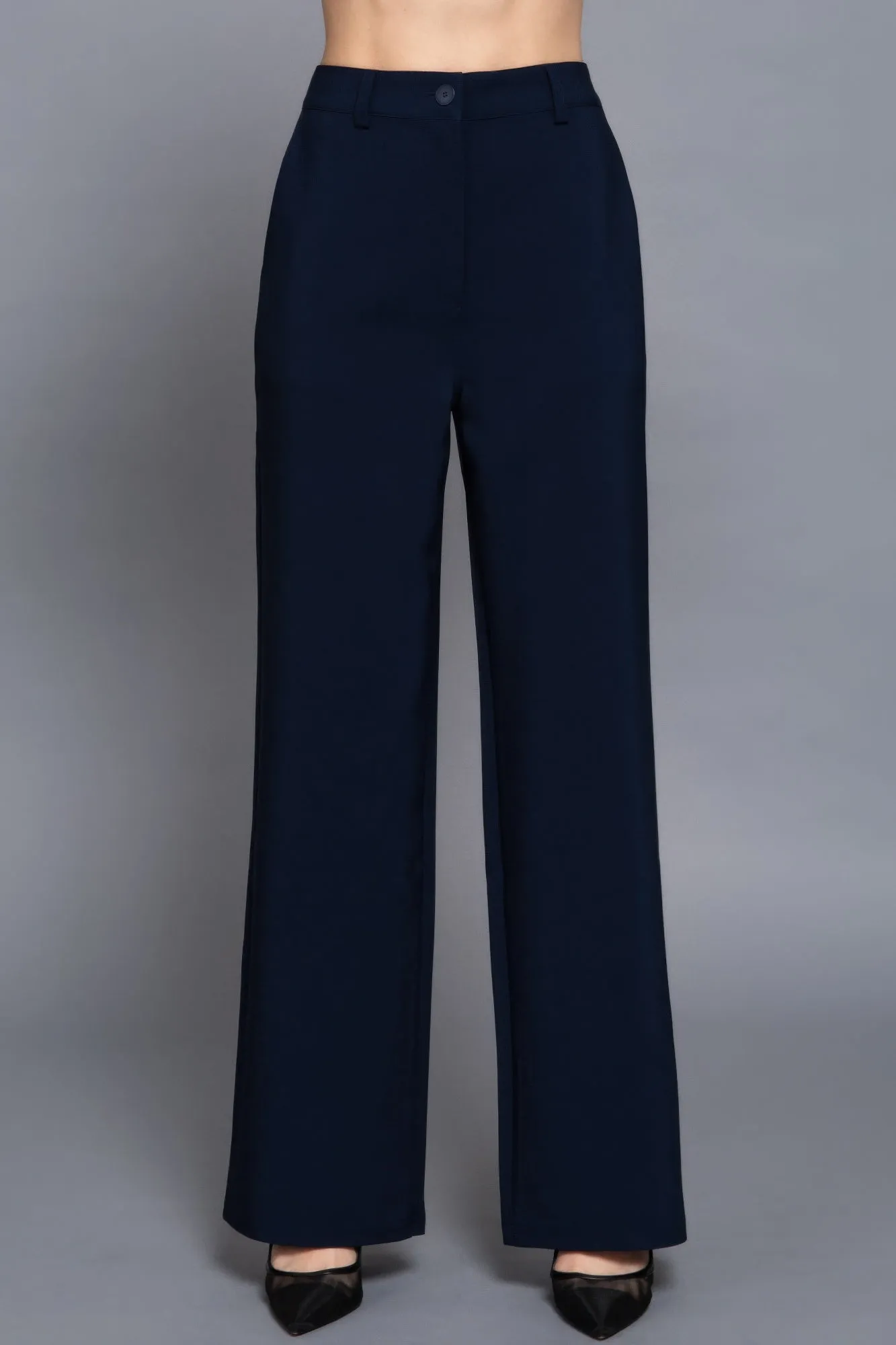 Elastic Back Straight-Leg Woven Pants