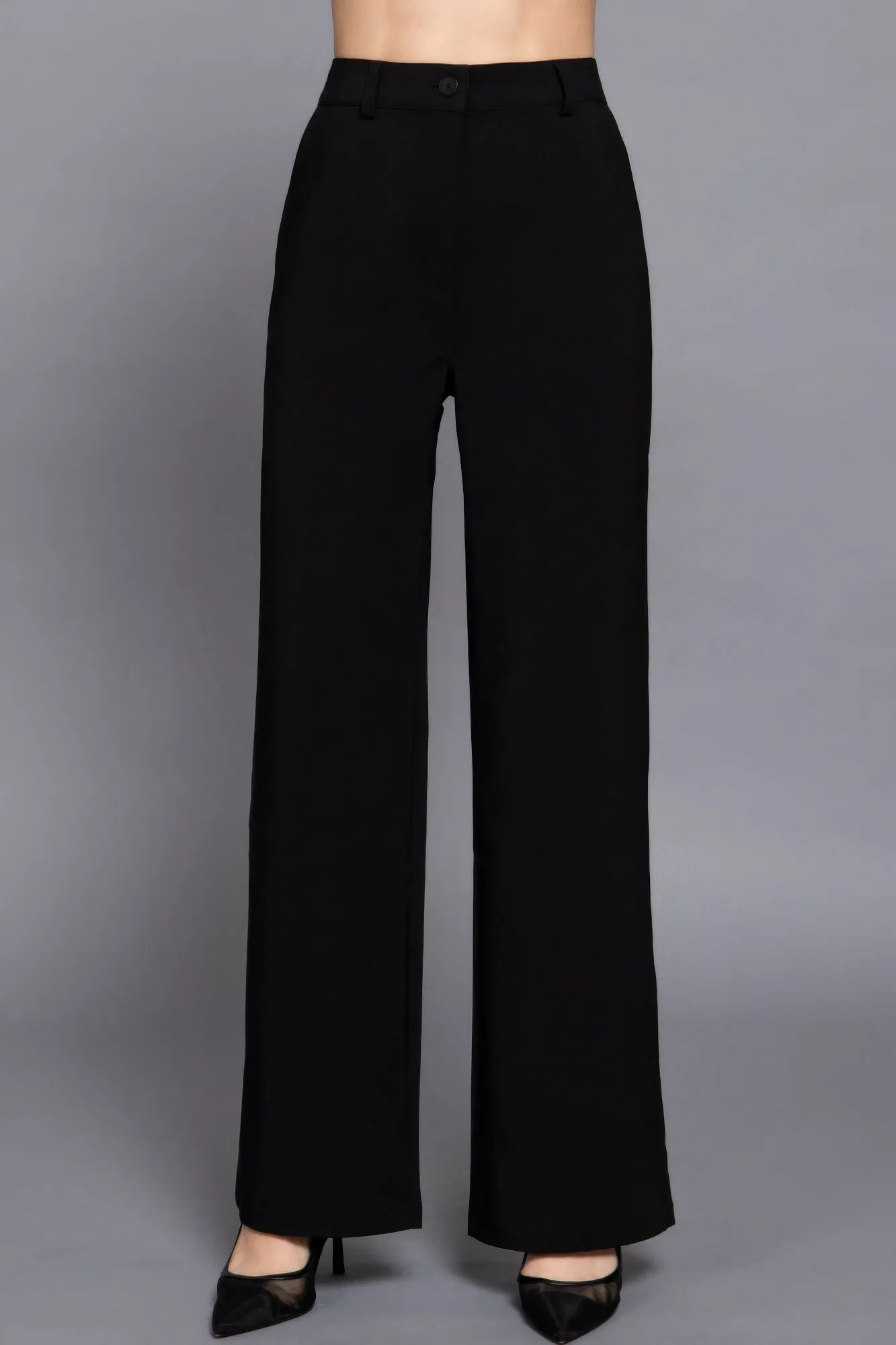 Elastic Back Straight-Leg Woven Pants