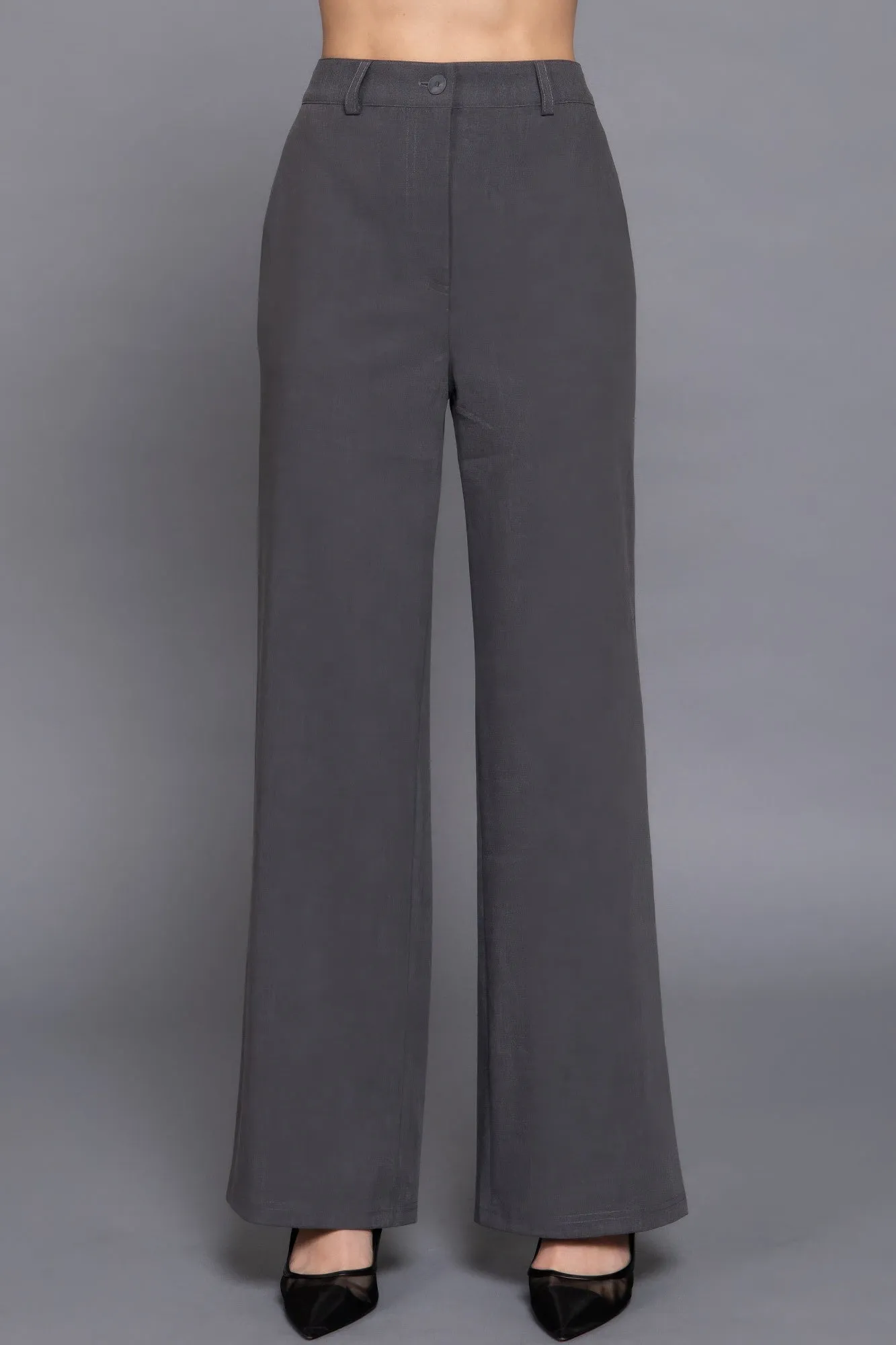 Elastic Back Straight-Leg Woven Pants