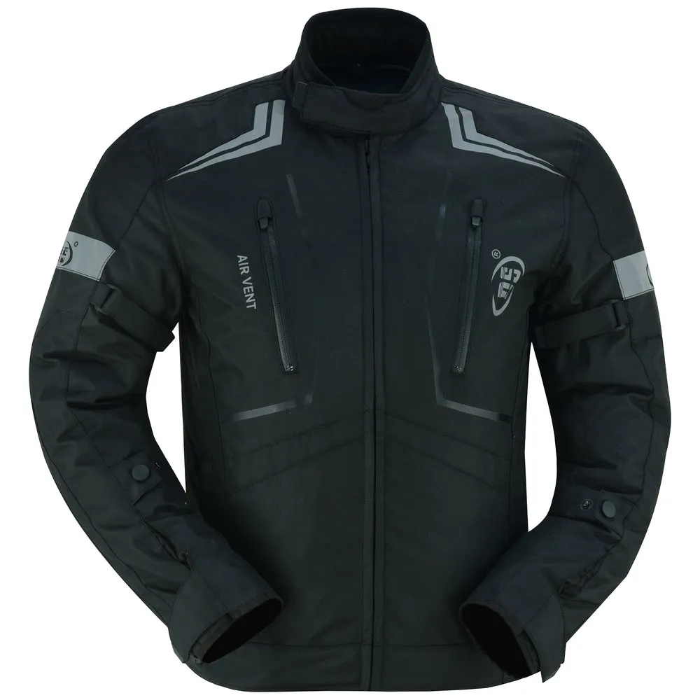 Flight Wings - Mens Textile Motorcycle Jacket - Black
