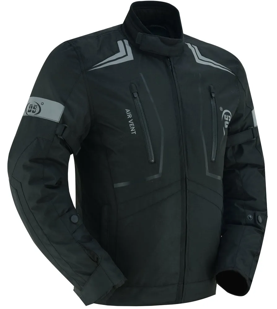 Flight Wings - Mens Textile Motorcycle Jacket - Black