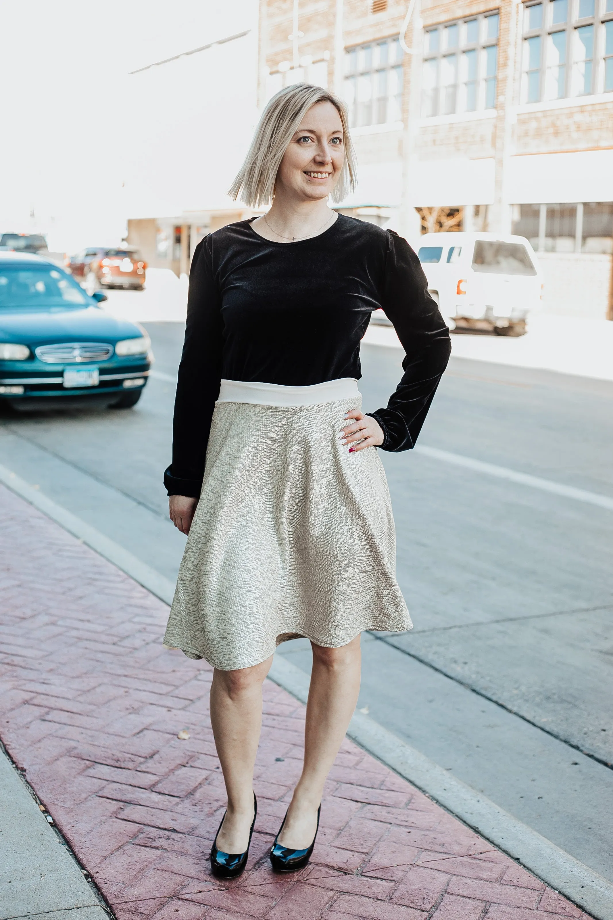 Gold Lightweight Fit n Flare Skirt