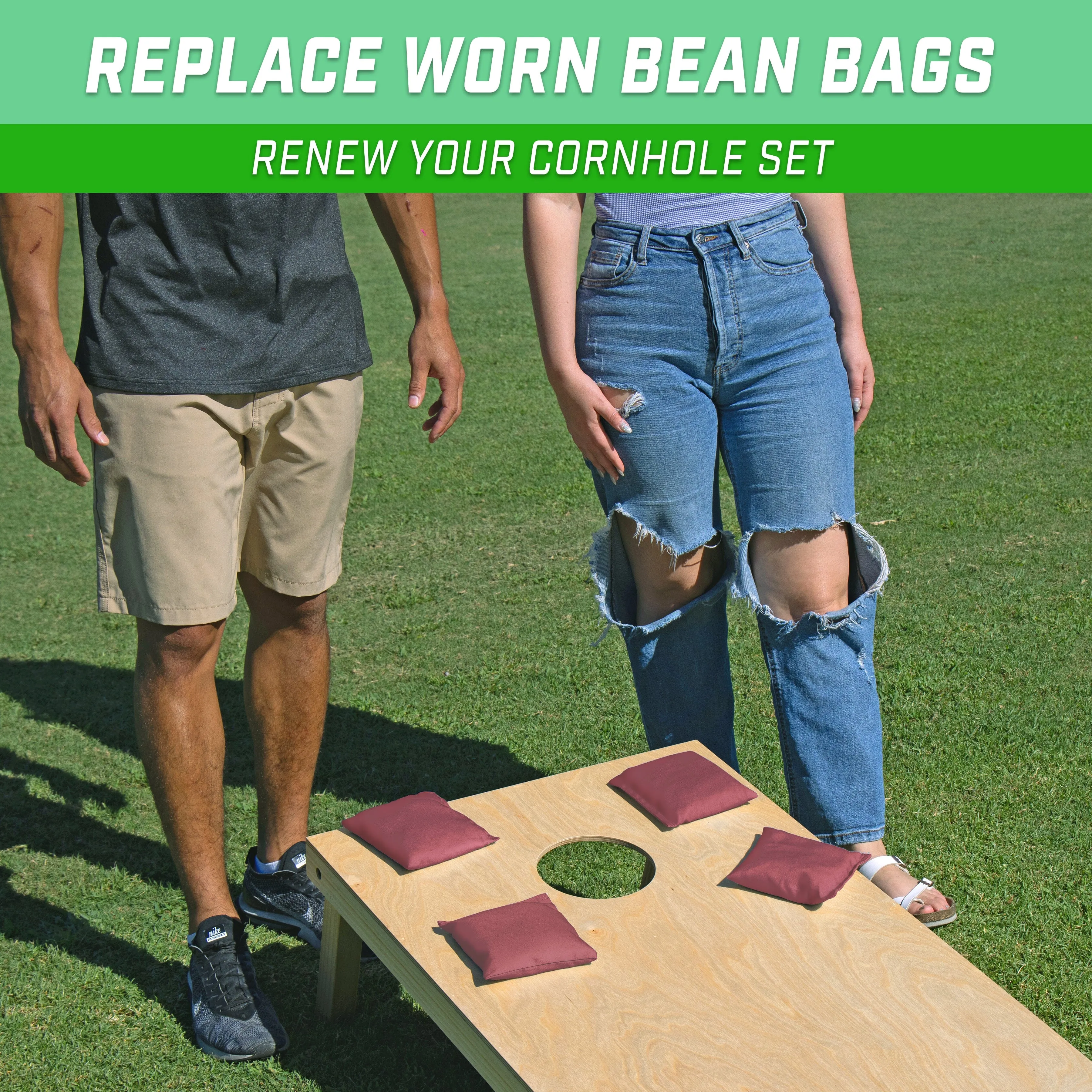 GoSports Cornhole Bean Bags Set of 4 - Regulation All Weather - Classic Burgundy