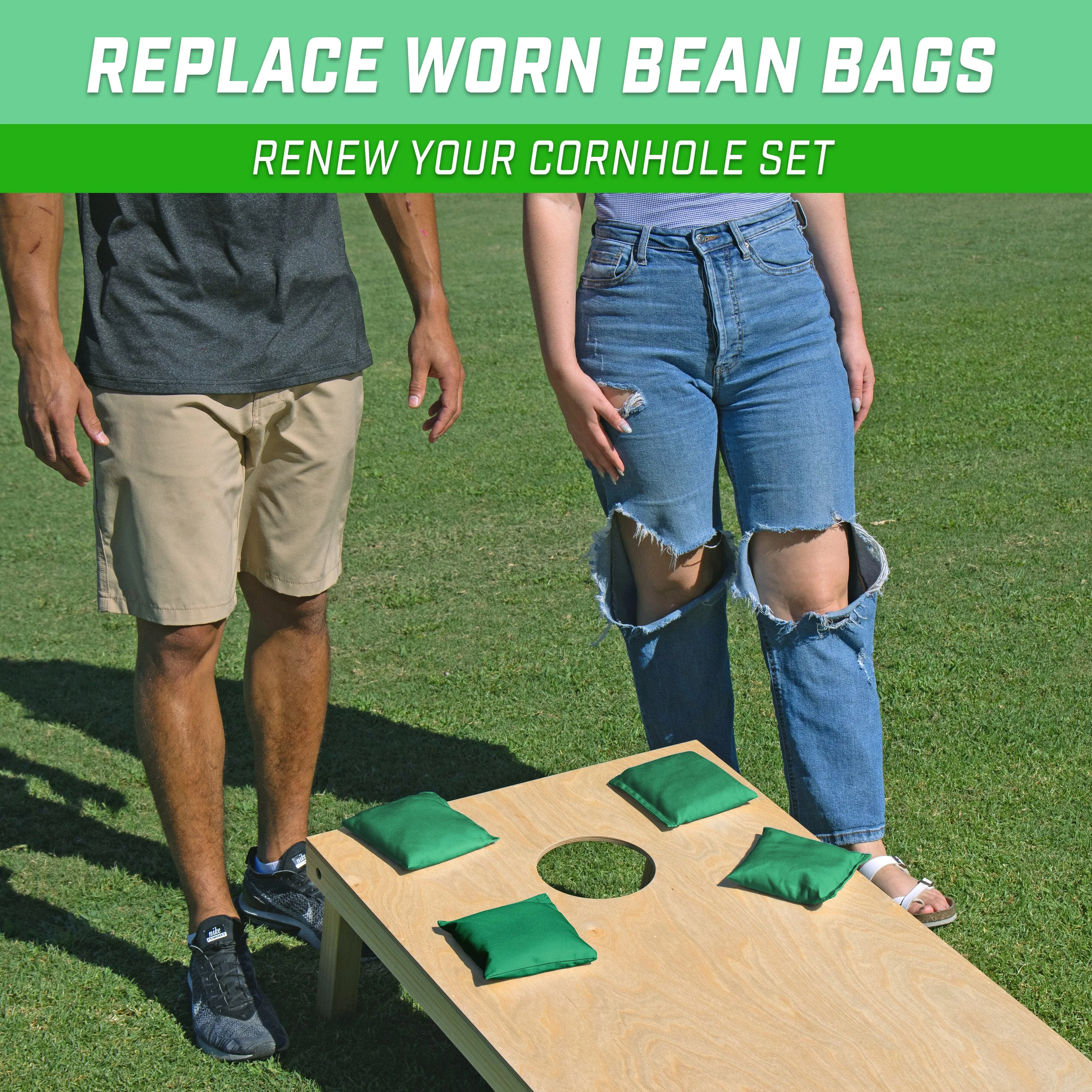 GoSports Cornhole Bean Bags Set of 4 - Regulation All Weather - Classic Dark Green