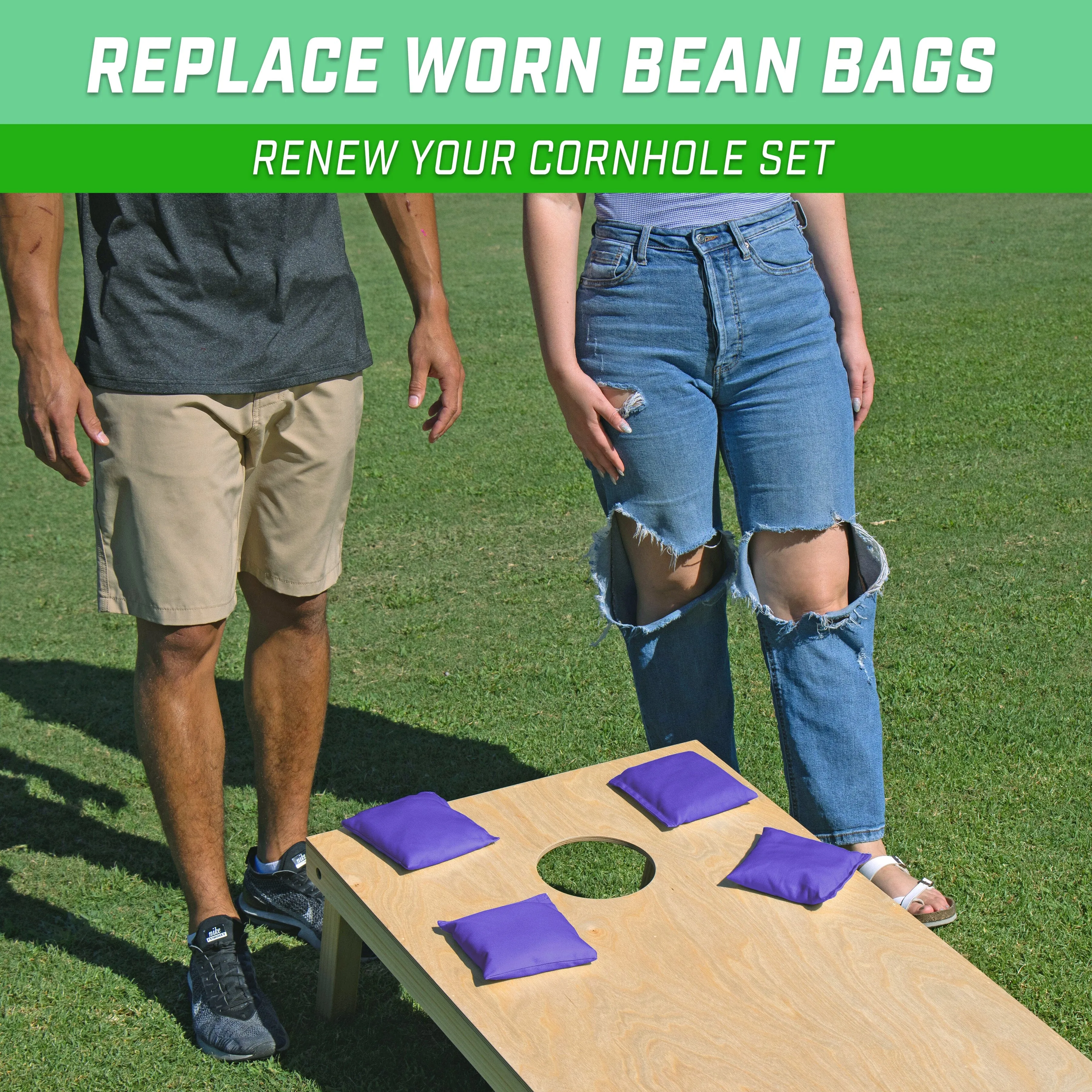 GoSports Cornhole Bean Bags Set of 4 - Regulation All Weather - Classic Purple