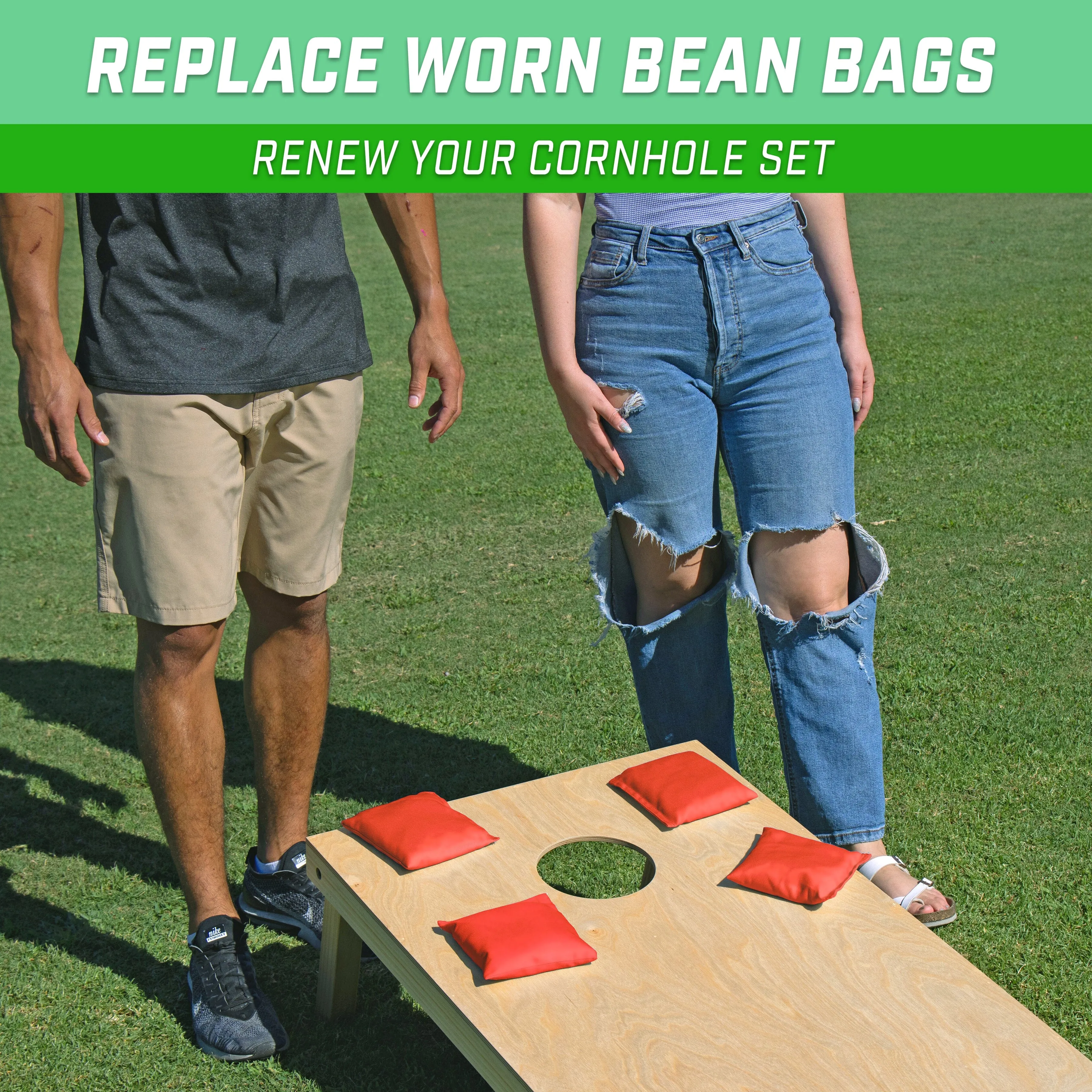GoSports Cornhole Bean Bags Set of 4 - Regulation All Weather - Classic Red
