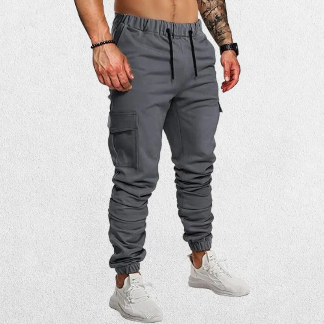 GPW Men's Gym Running Workout Hiking Trousers – Athletic Drawstring Bottom Trousers with Pockets