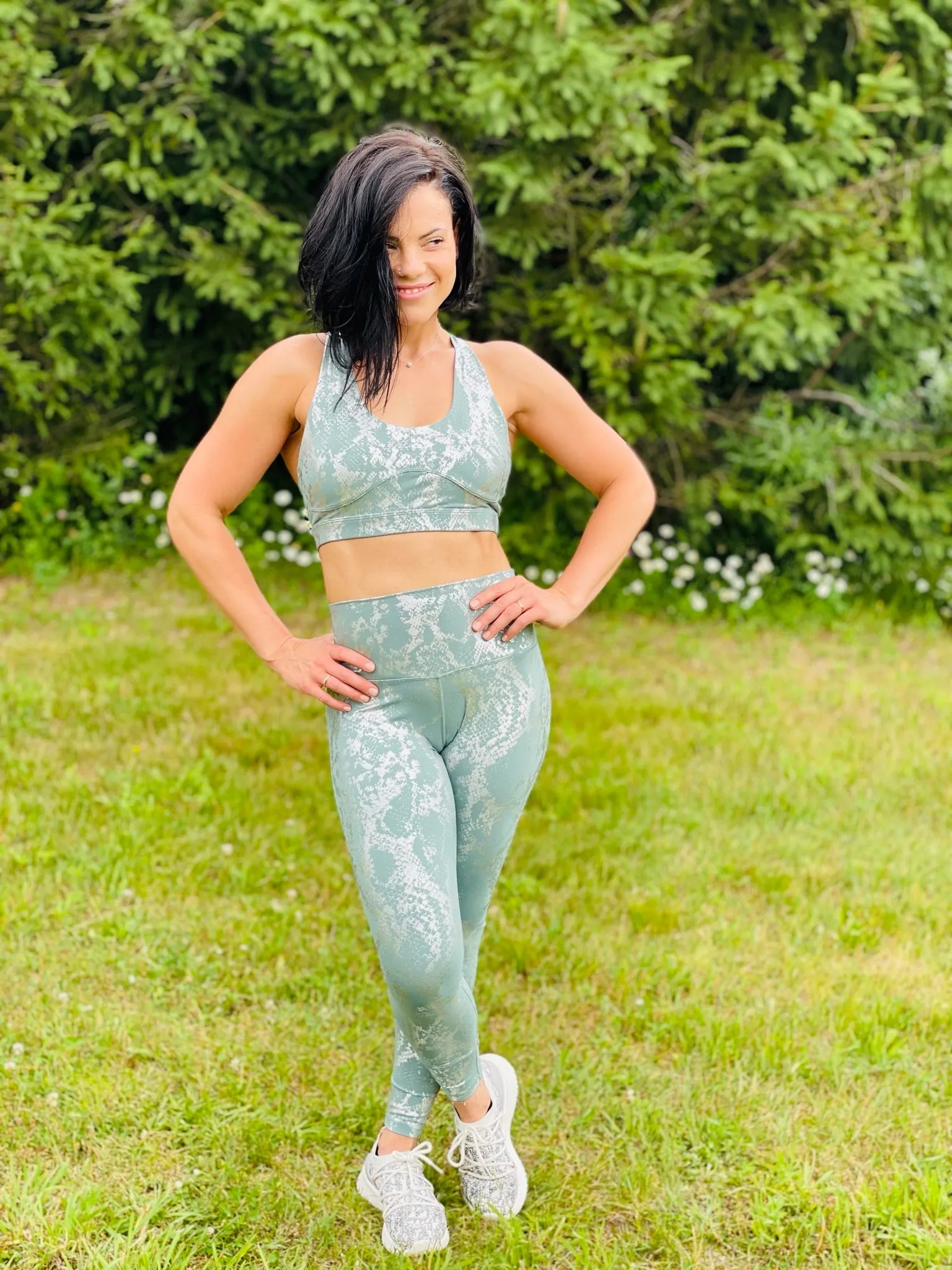 GREEN SNAKE SKIN PRINT SPORT BRA