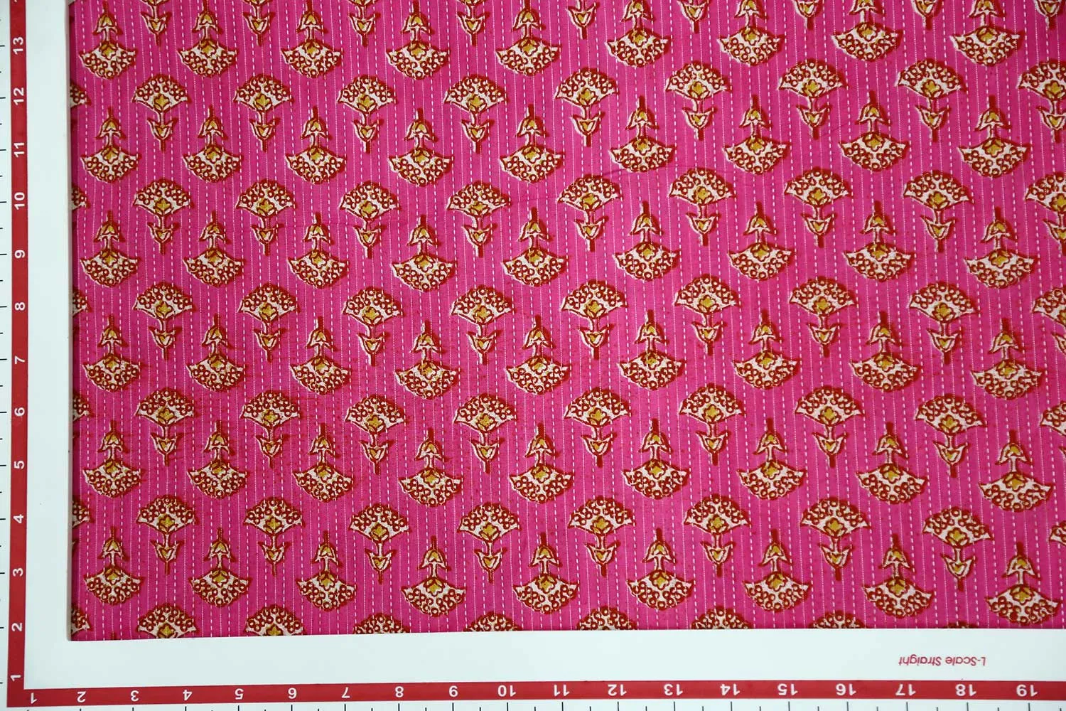 Hot Pink Traditional Stitch Design Printed Cotton Fabric