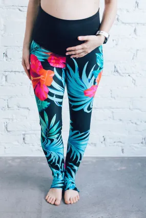 Jungle Flowers Maternity Sports Leggings