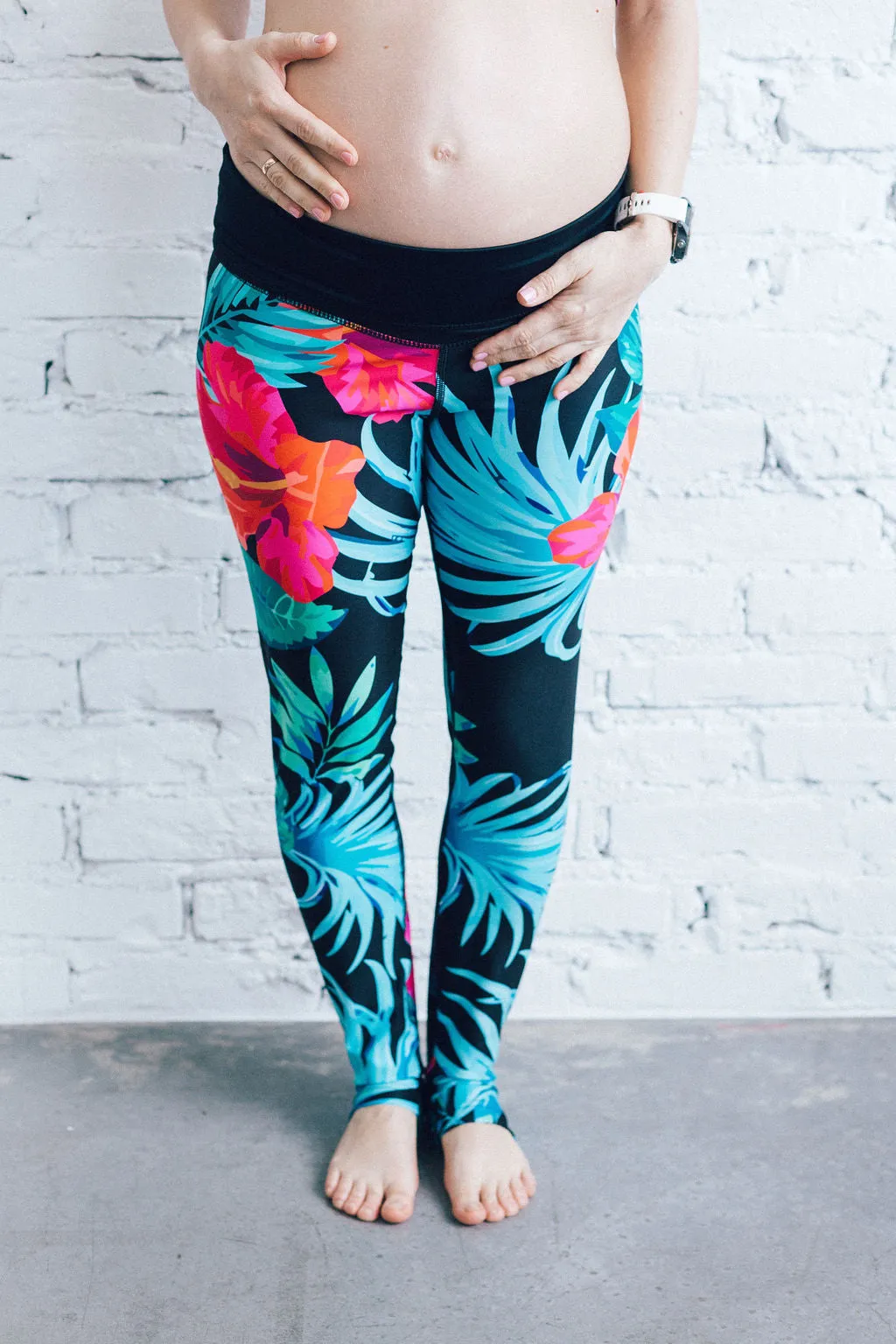 Jungle Flowers Maternity Sports Leggings