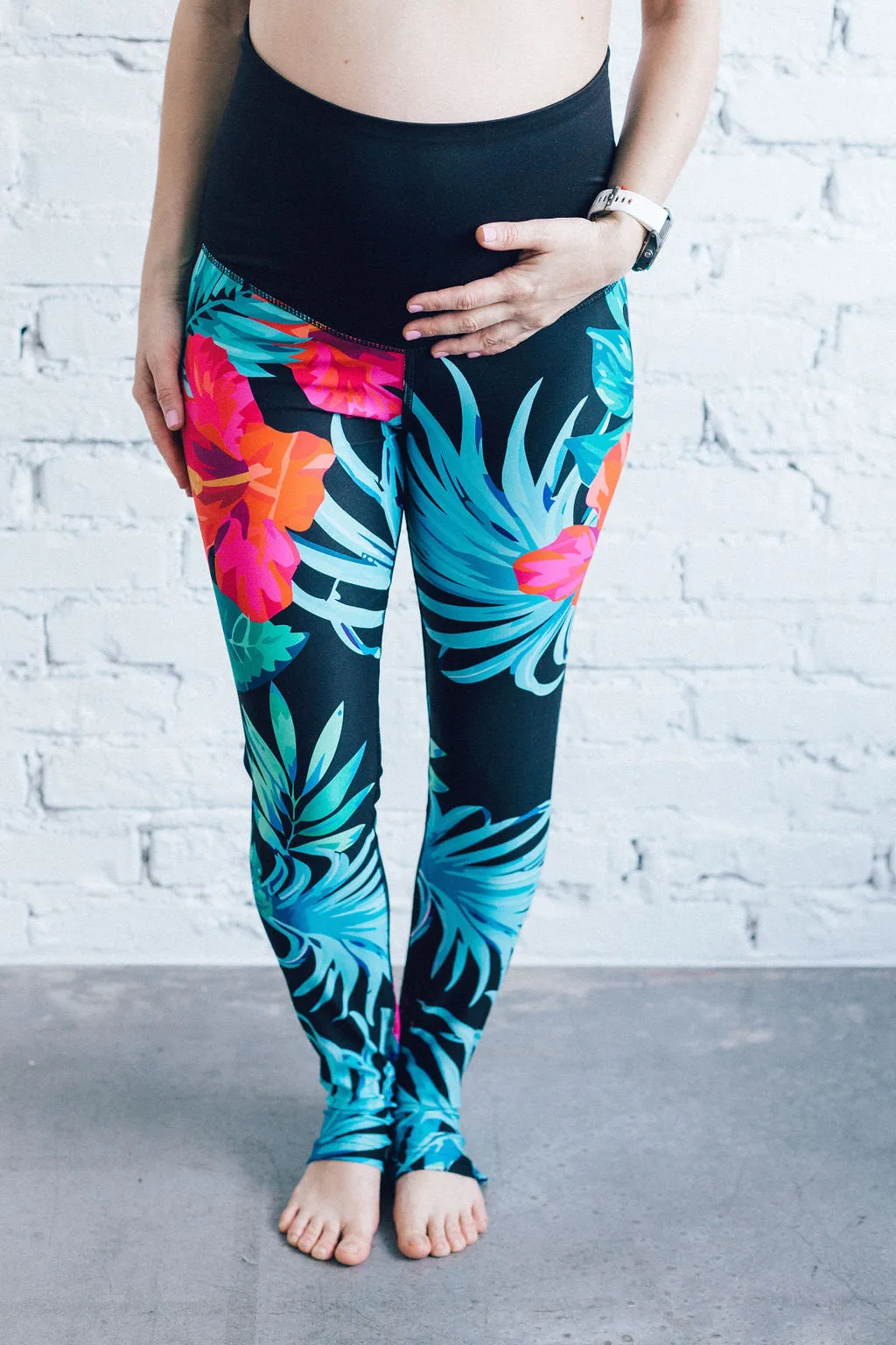 Jungle Flowers Maternity Sports Leggings