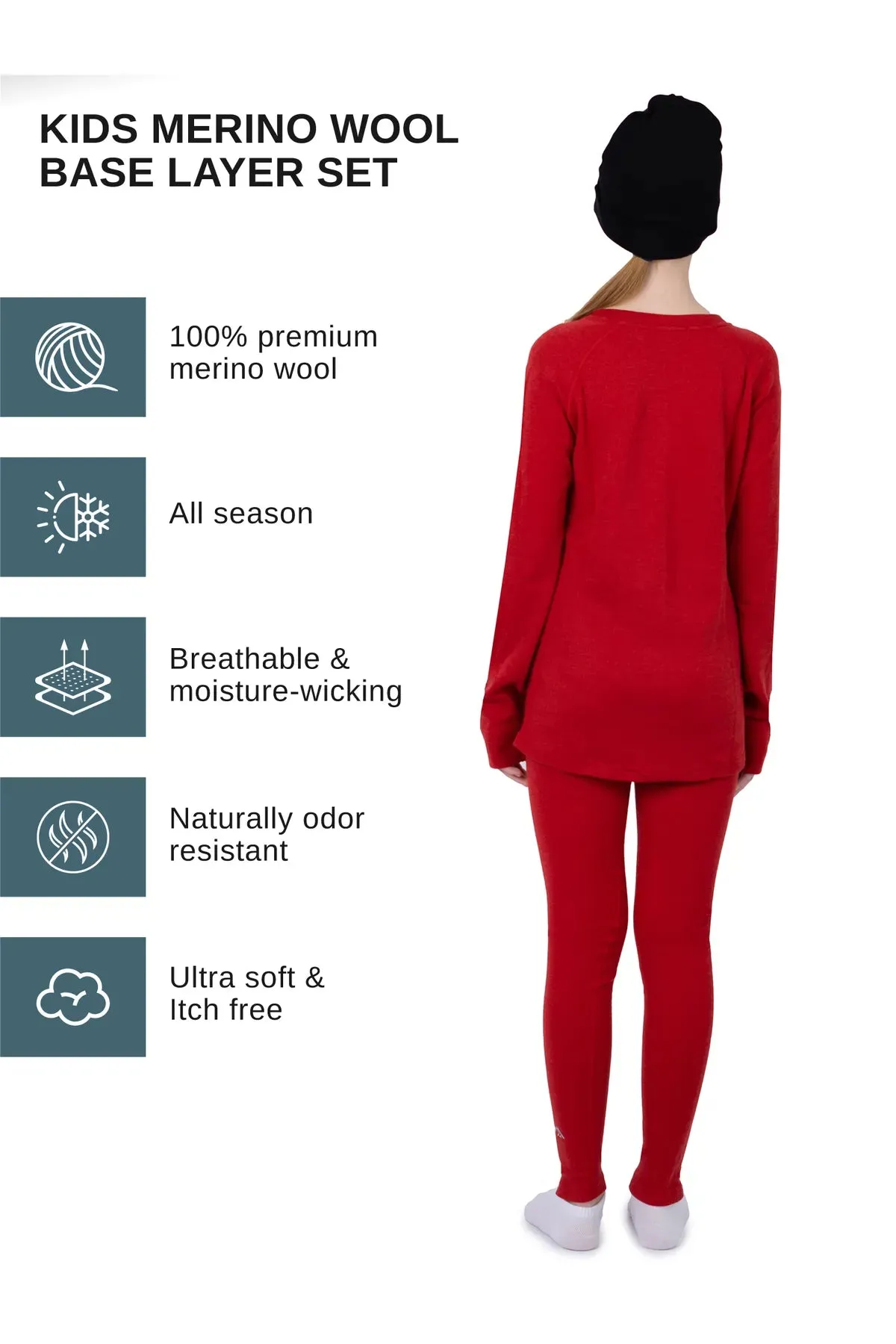 Kid's Cherry Red Set   Black Beanie