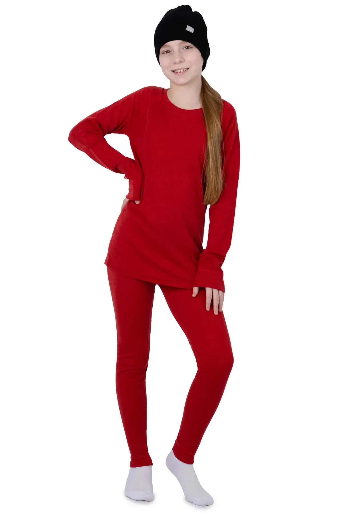 Kid's Cherry Red Set   Black Beanie