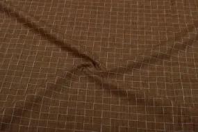 Mustard Checks Yarn Dyed Cotton Blend Fabric