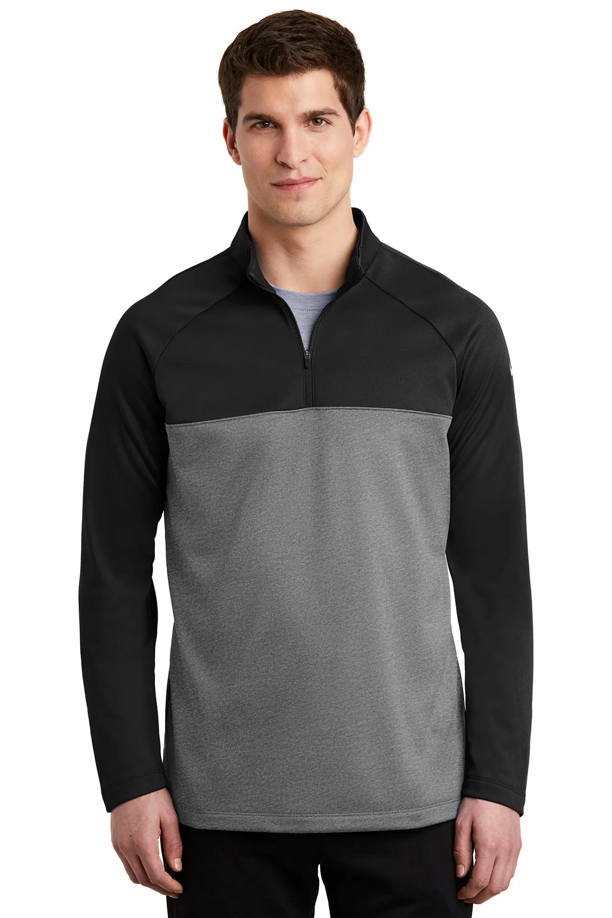 Nike ThermaFIT Custom Fleece Quarter Zips, Black/ Dark Grey Heather