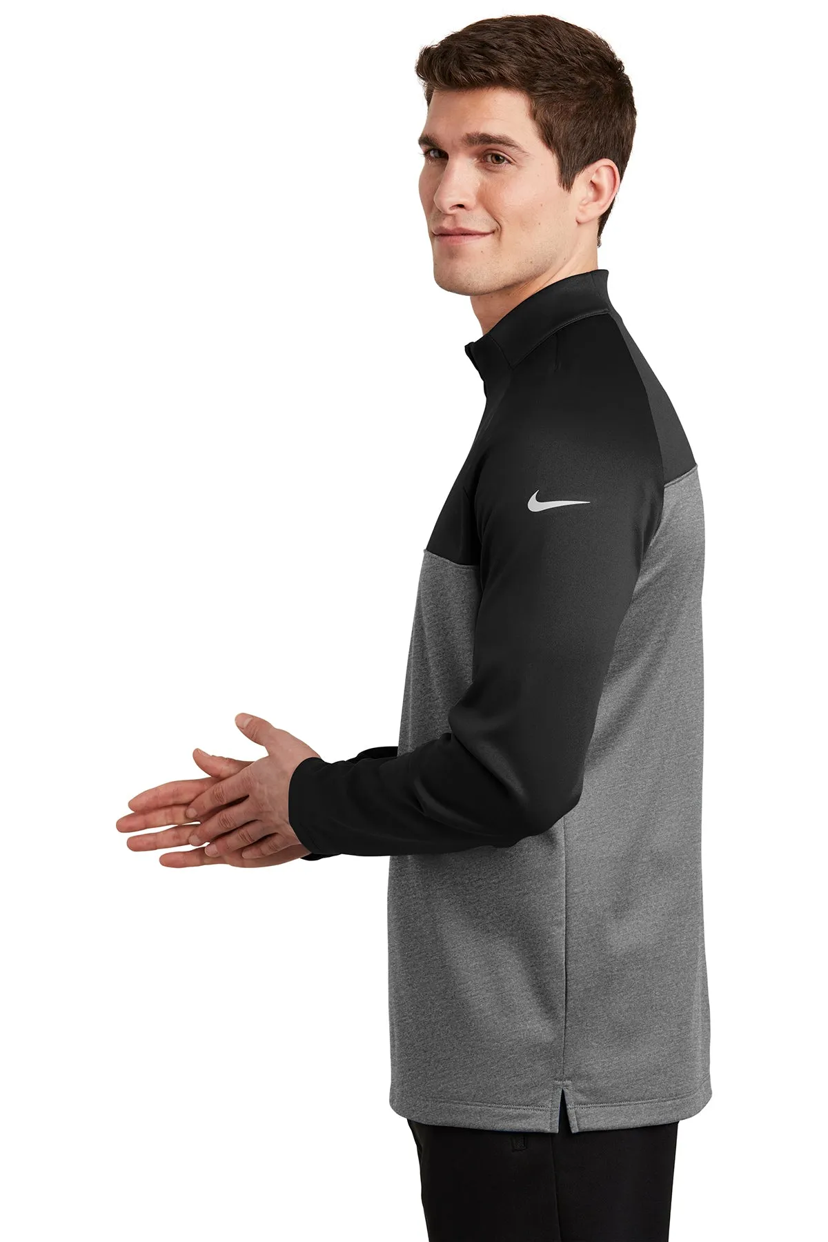 Nike ThermaFIT Custom Fleece Quarter Zips, Black/ Dark Grey Heather