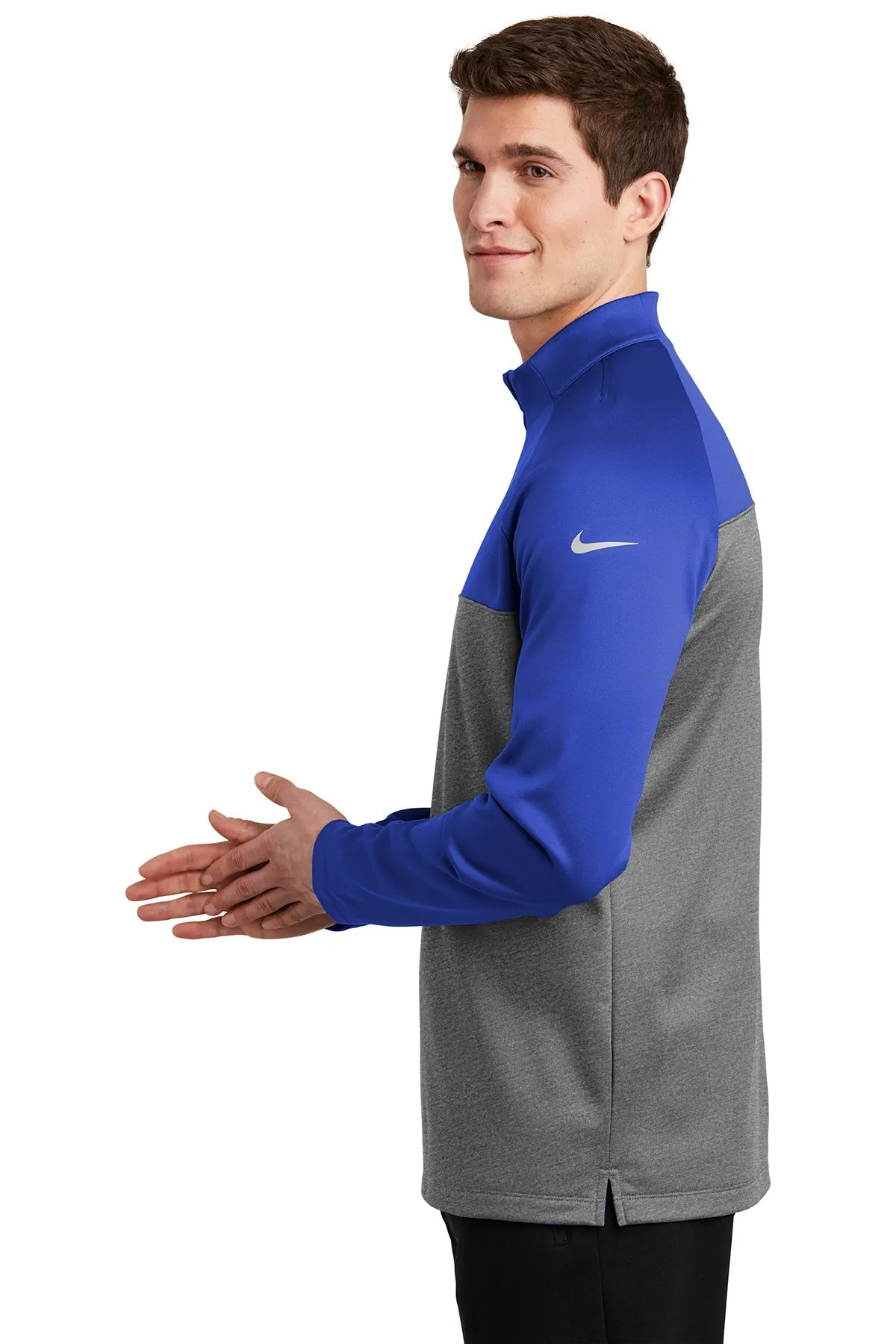 Nike ThermaFIT Custom Fleece Quarter Zips, Game Royal/ Dark Grey Heather