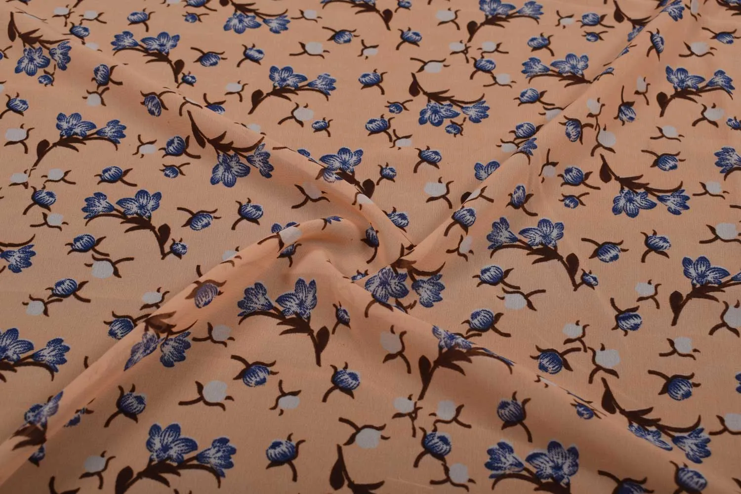 Orange Printed Georgette Fabric