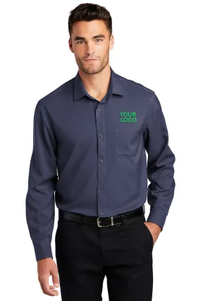 Port Authority Ladies Long Sleeve Performance Custom Staff Shirts, True Navy