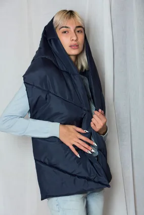 Quilted Shell Scarf - Navy Blue