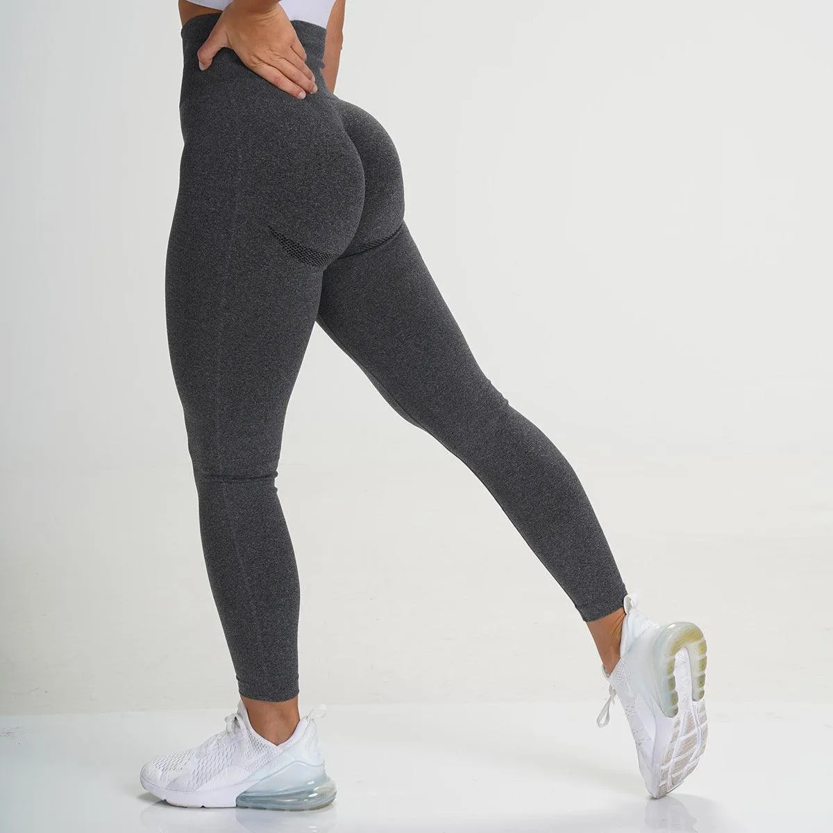 Seamless Breathable Quick-Drying Yoga Pants - High Rise Full-Length Solid Leggings