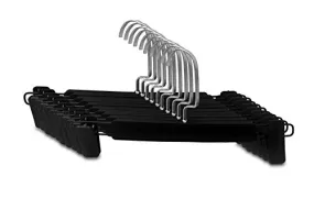Skirt/Pants Sturdy Plastic Hangers with Swivel Hook Sturdy Clip Black Color Pack of 10 (10)