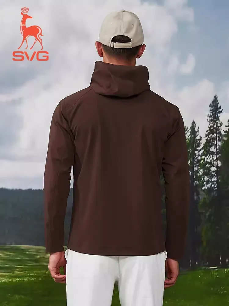 SVG Golf Men's Dark Brown Windproof Sports Jacket