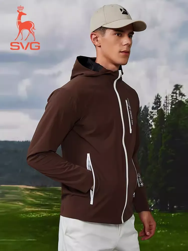 SVG Golf Men's Dark Brown Windproof Sports Jacket