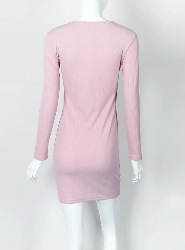 TastyHottie - Zipper O-neck Sexy Knitted Dress Long Sleeve Bodycon