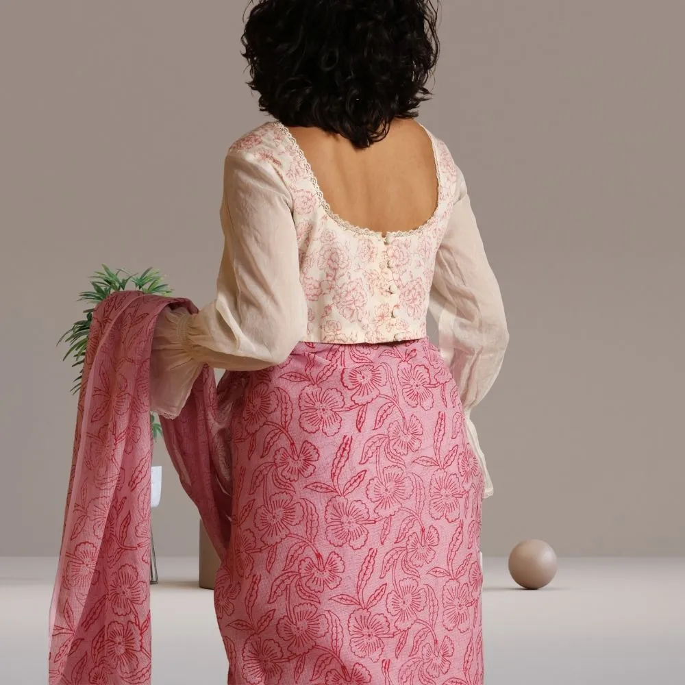 The White Dahlia Blouse | Full Sleeve | Breathable Cotton | Hand Block Print | White