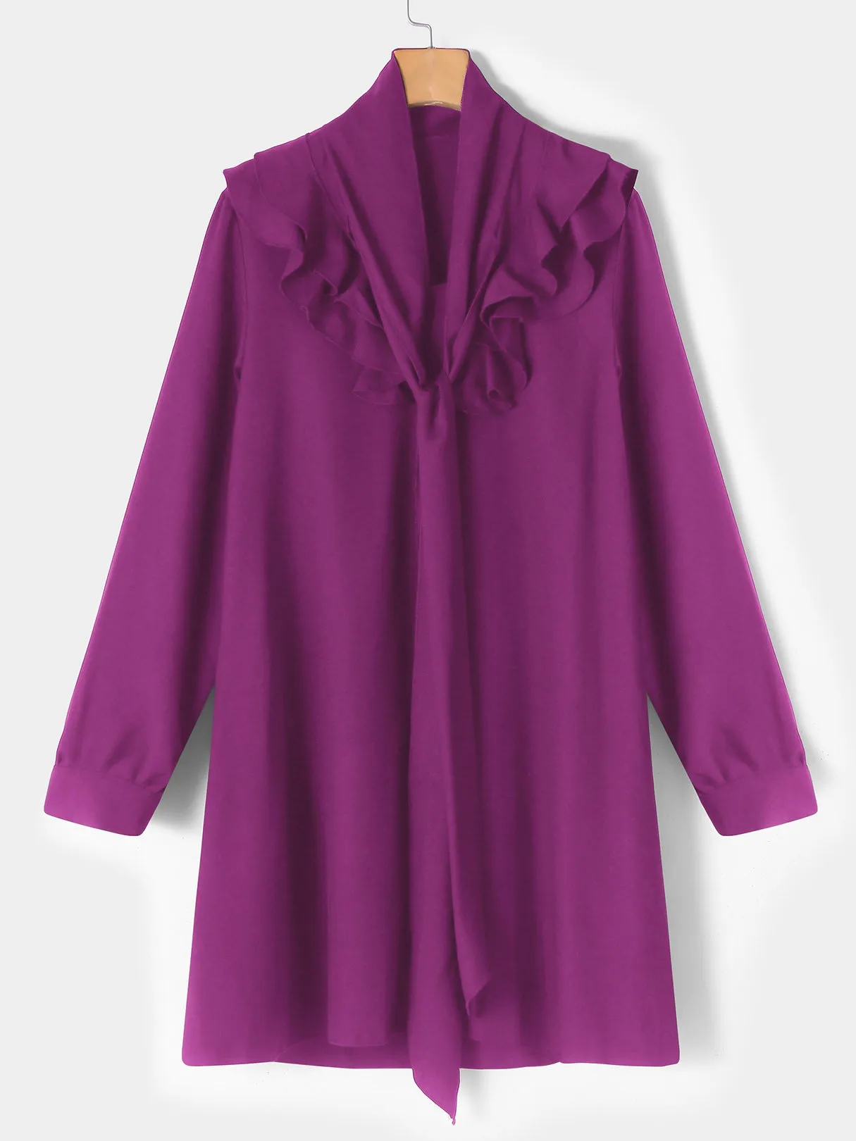 Wholesale Purple V-Neck Long Sleeve Mini Dress