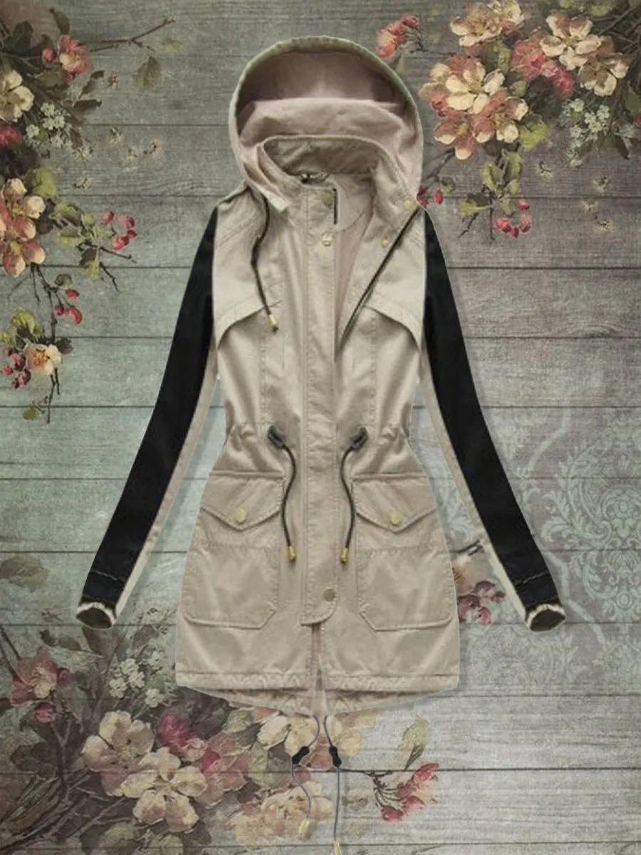 Windproof Solid Color Women's Jacket with Pockets