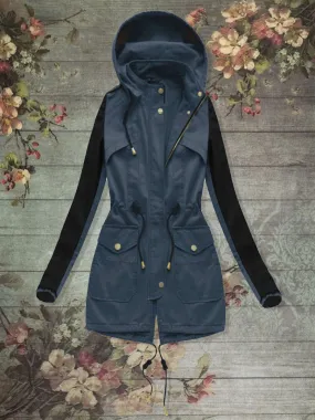 Windproof Solid Color Women's Jacket with Pockets