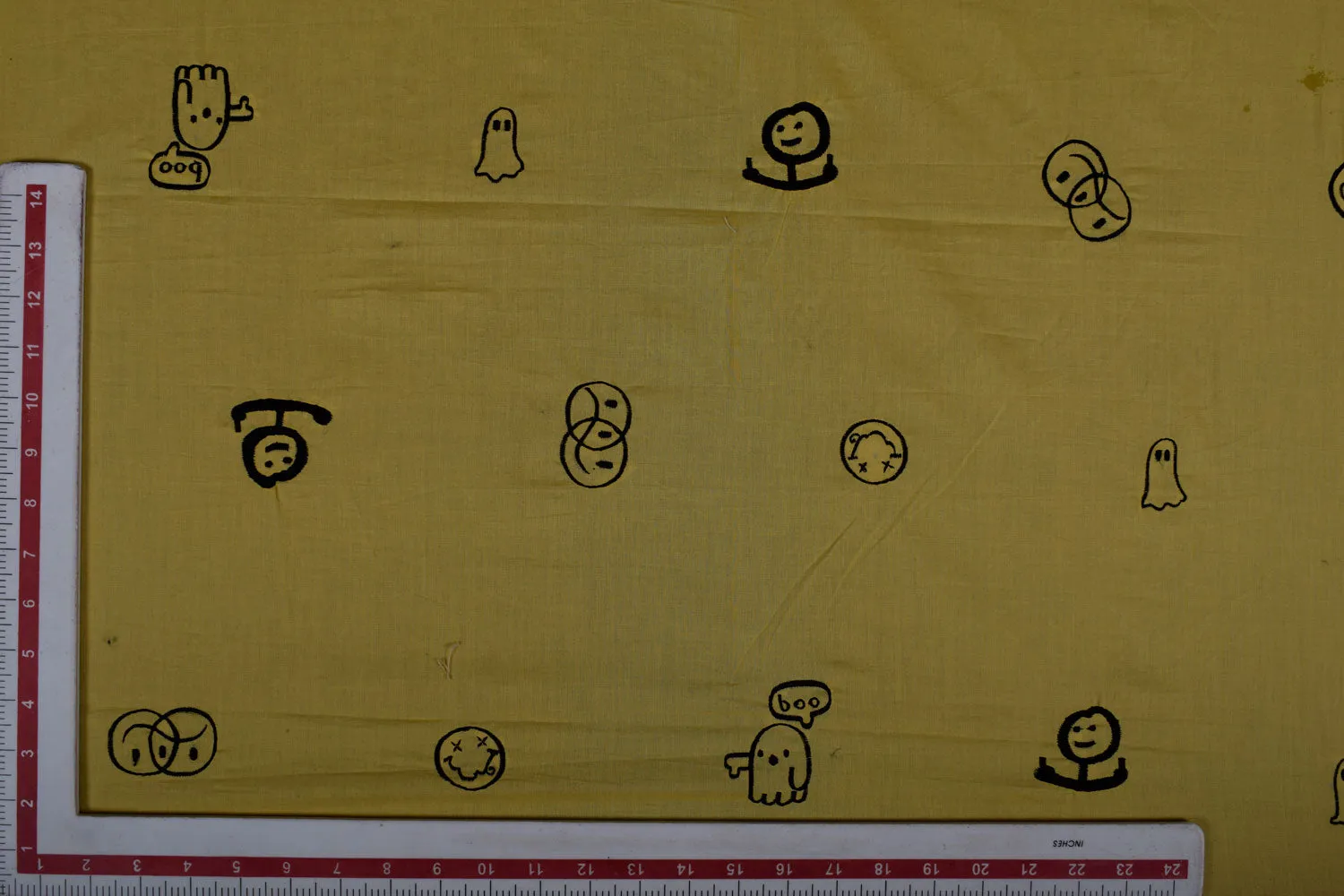 Yellow Embroidered Cotton Fabric