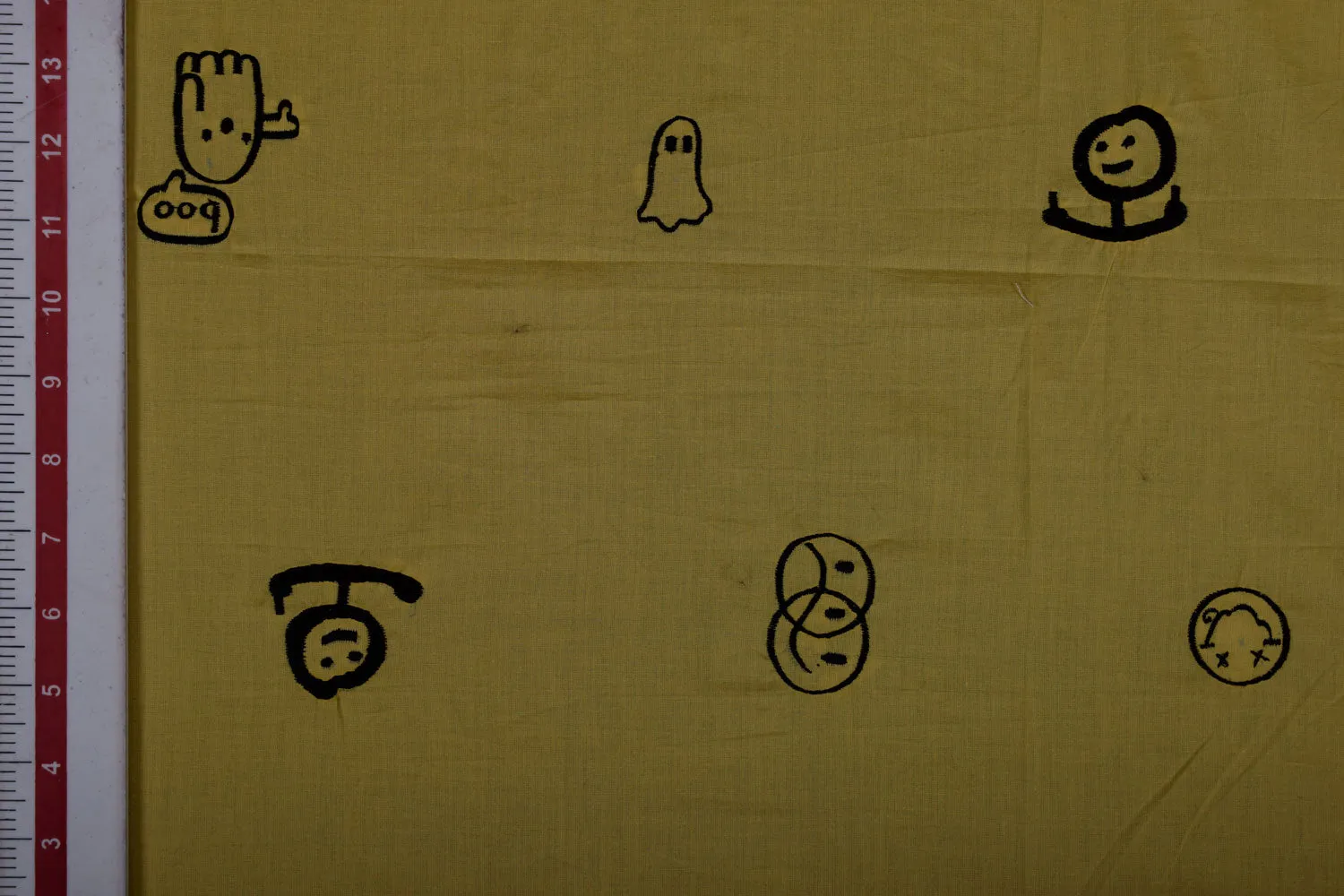 Yellow Embroidered Cotton Fabric